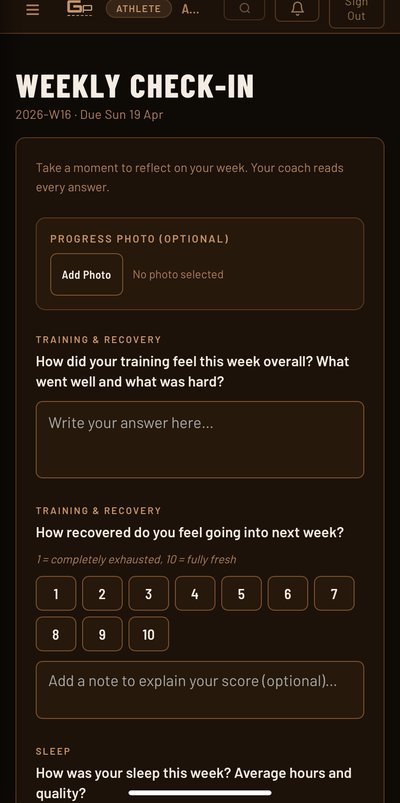 GP Platform: Weekly Check-in